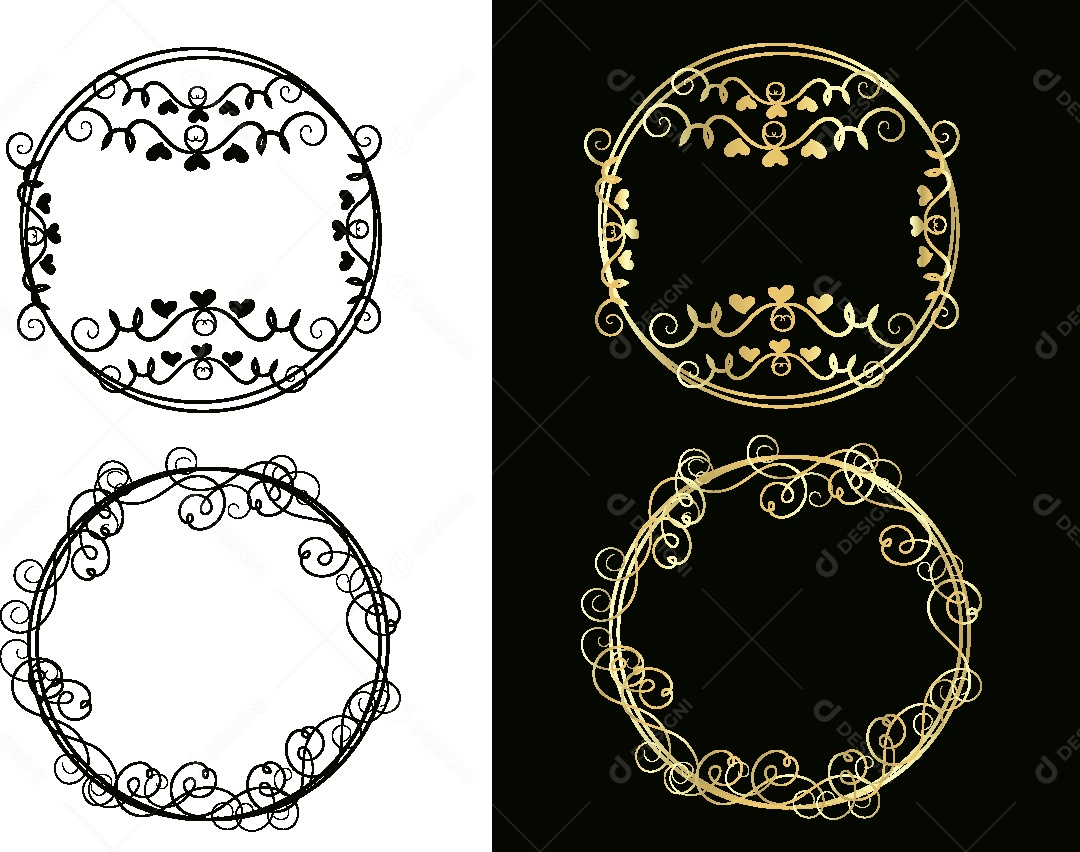 Molduras Florais Feito a Mão Vetor EPS