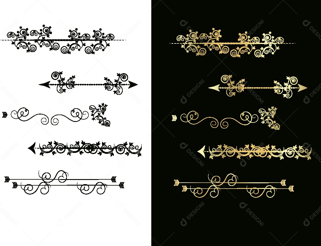 Bordas Florais Feito a Mão Vetor EPS