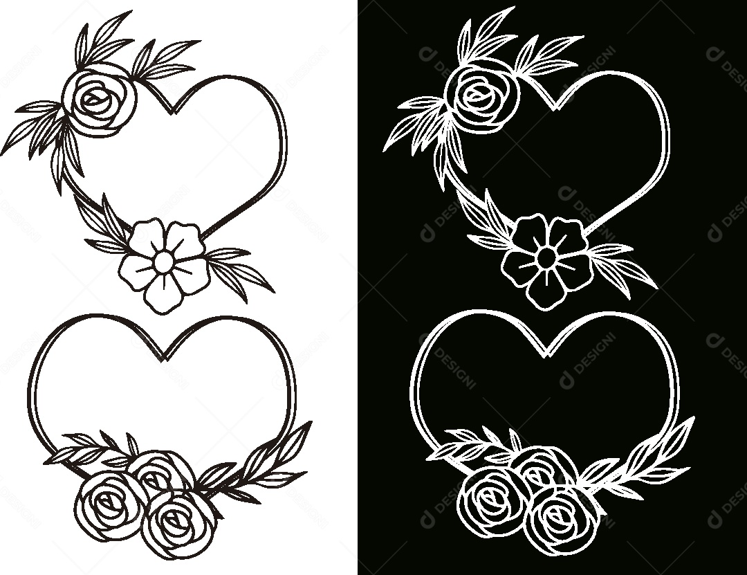 Conjunto de Desenhos Florais Vetor EPS