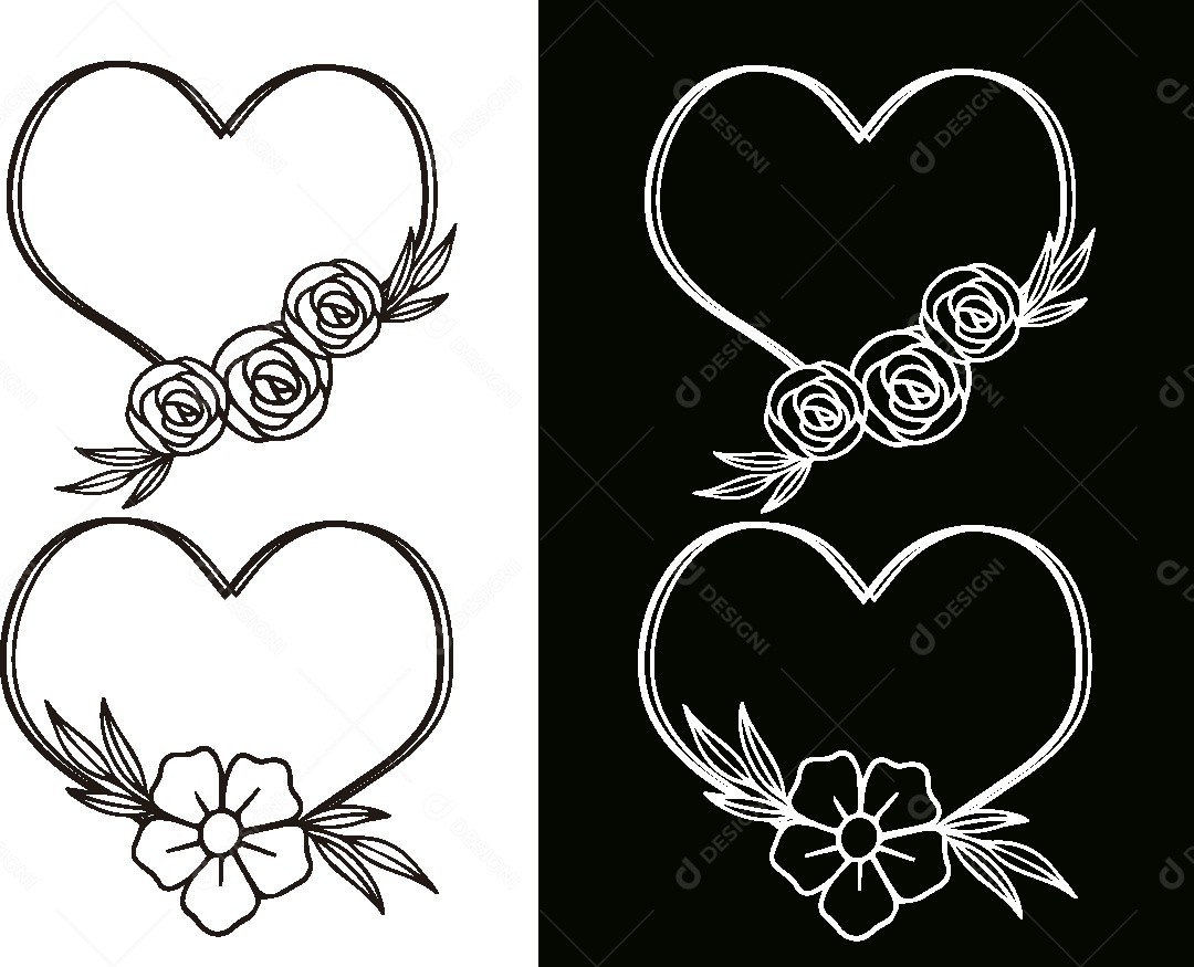 Conjunto de Desenhos Florais Vetor EPS