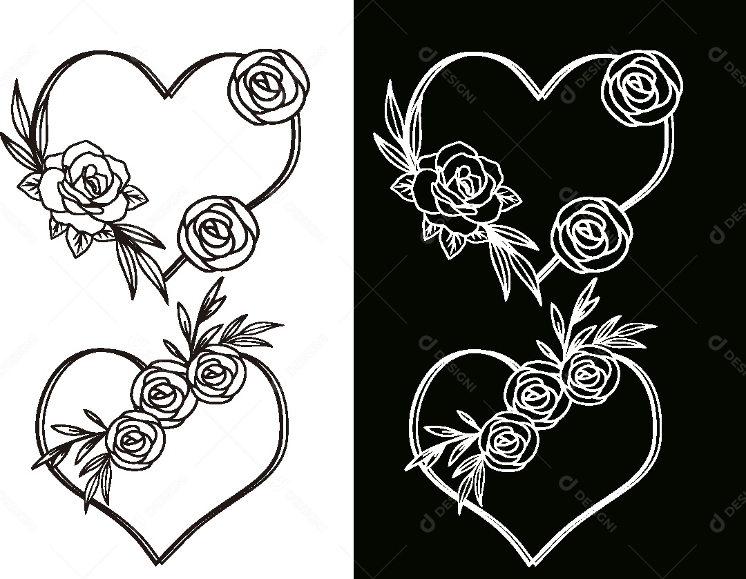 Conjunto de Desenhos Florais Vetor EPS