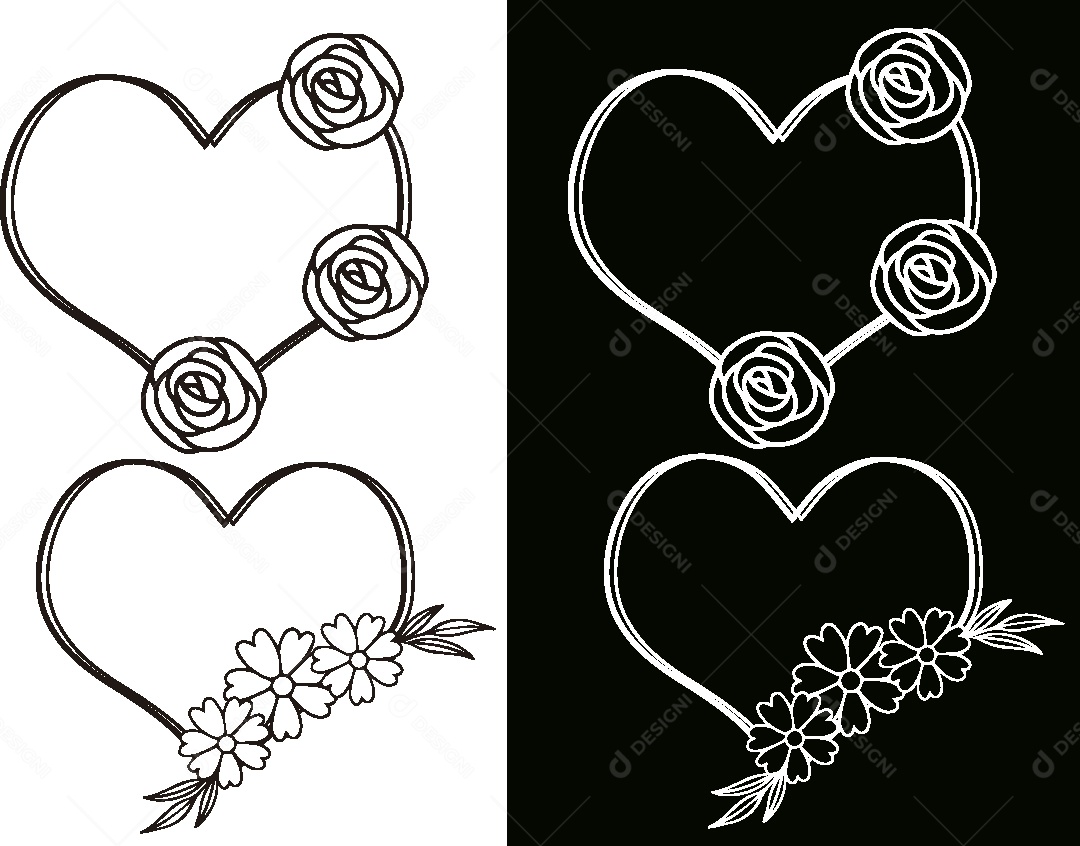 Conjunto de Desenhos Florais Vetor EPS