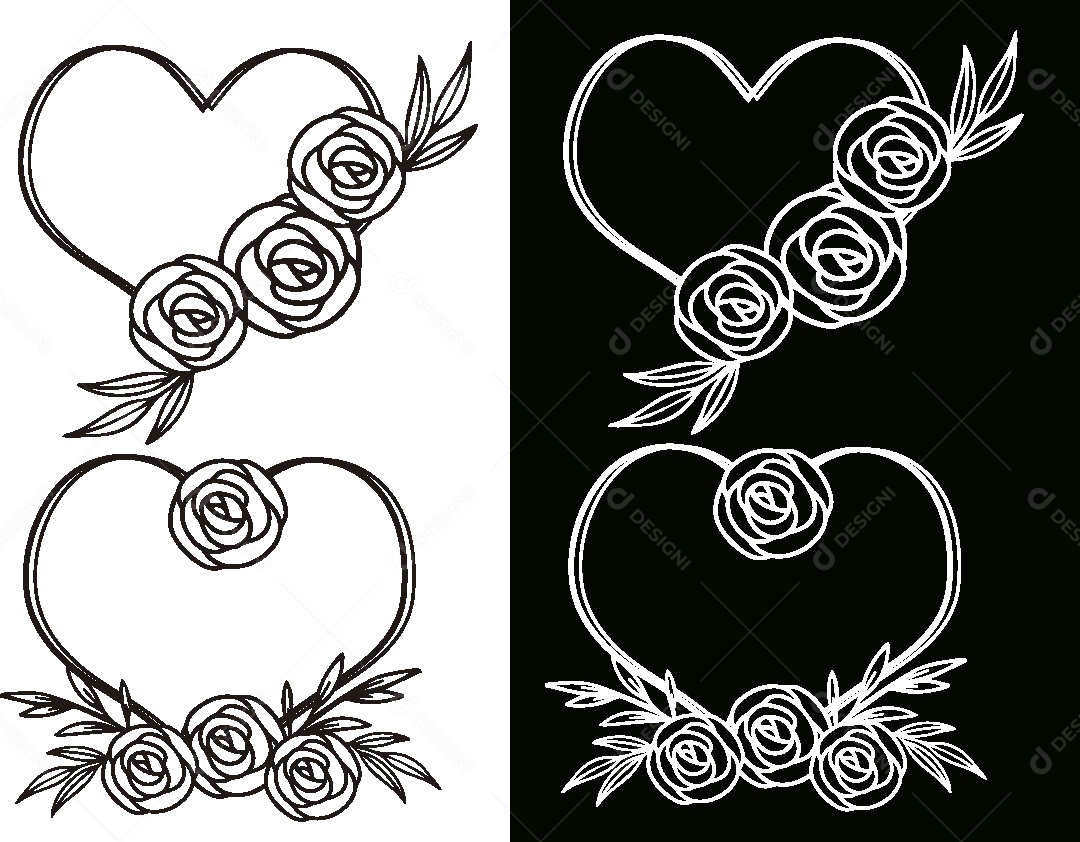 Conjunto de Desenhos Florais Vetor EPS