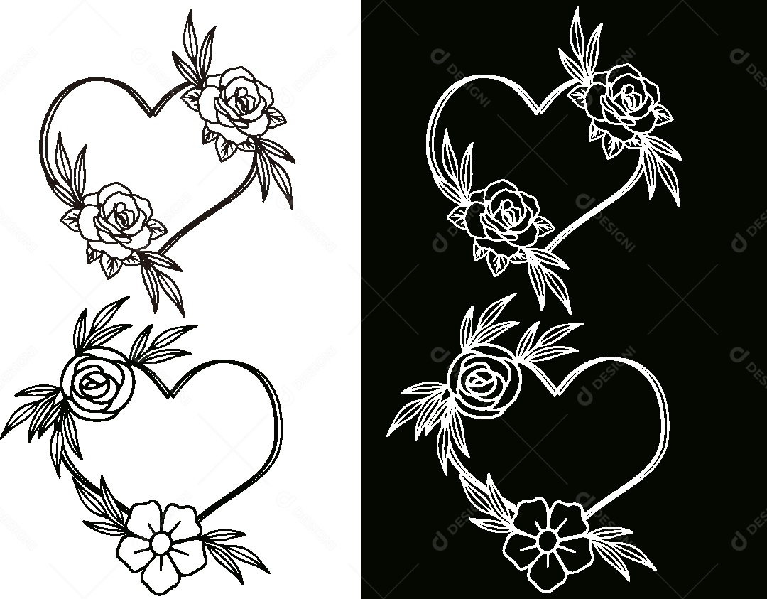 Conjunto de Desenhos Florais Vetor EPS