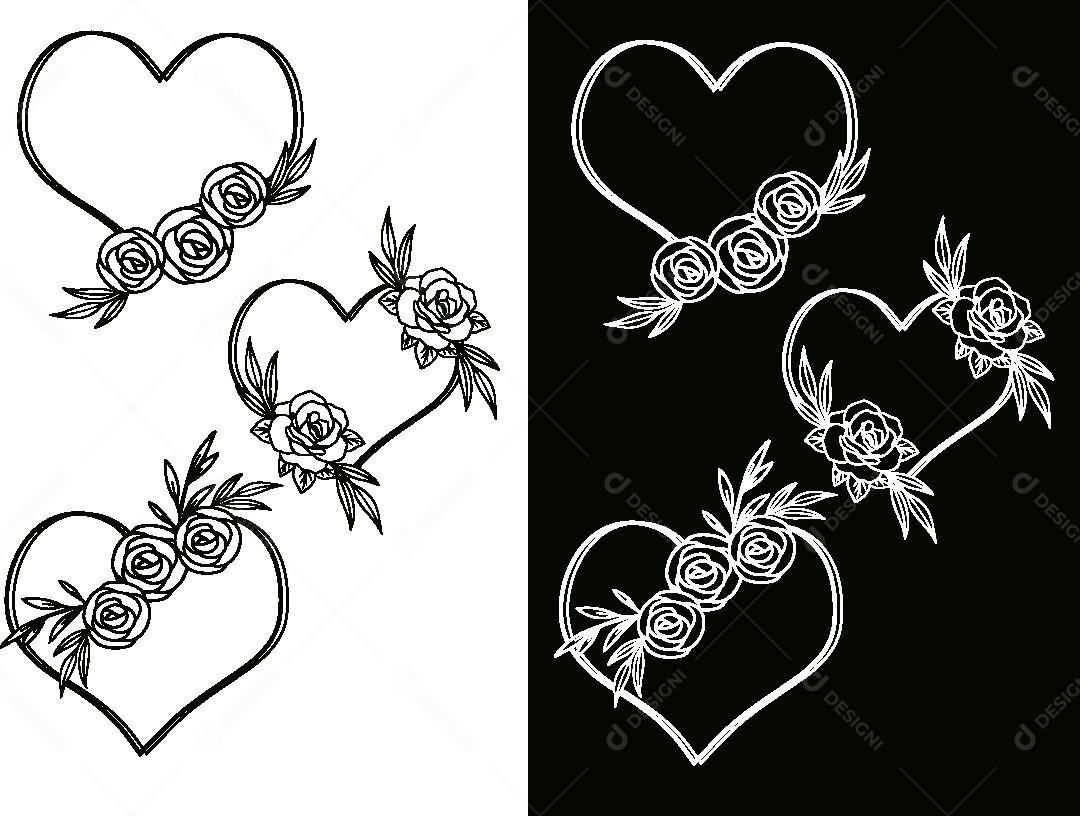 Conjunto de Desenhos Florais Vetor EPS