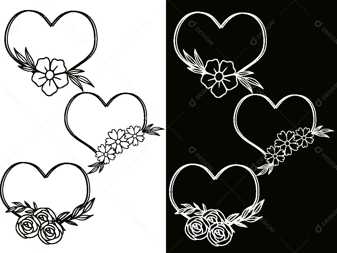 Conjunto de Desenhos Florais Vetor EPS