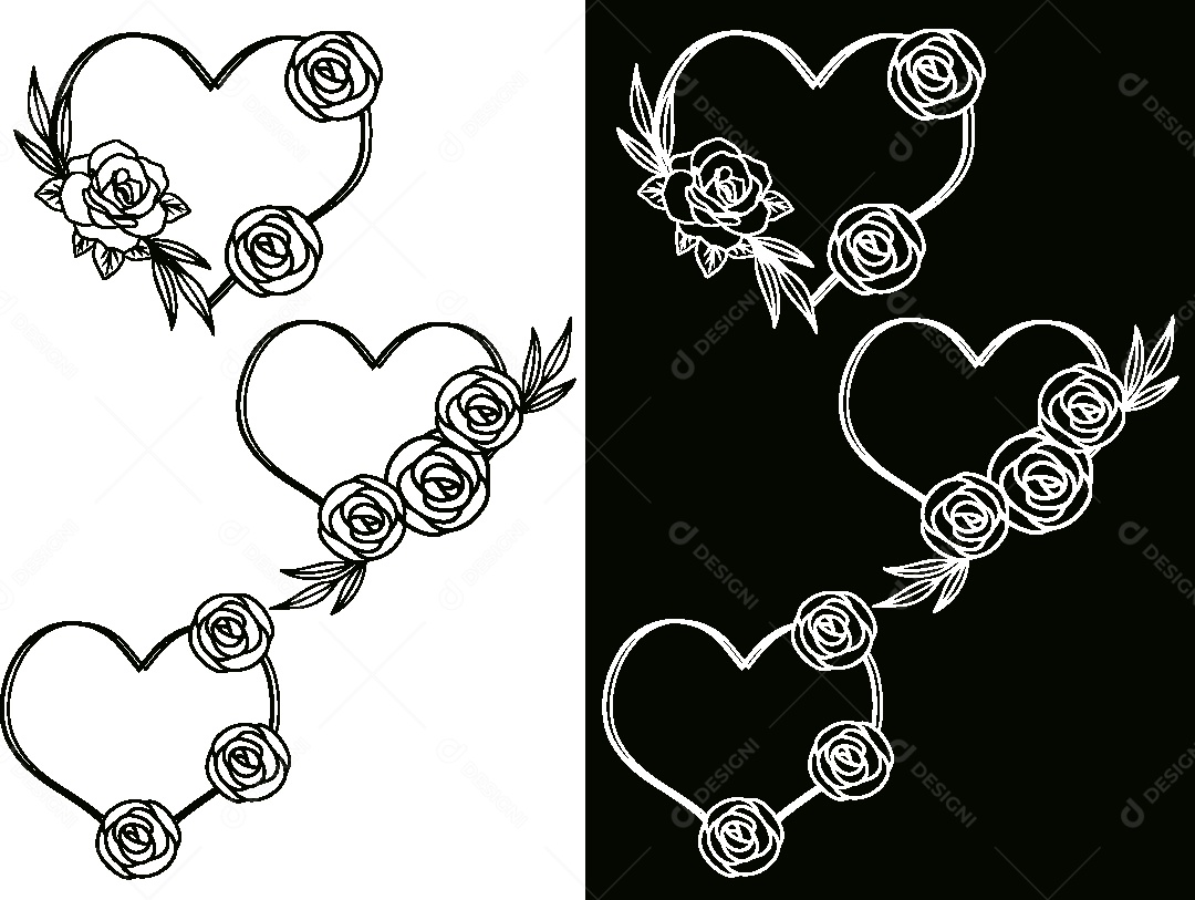 Conjunto de Desenhos Florais Vetor EPS