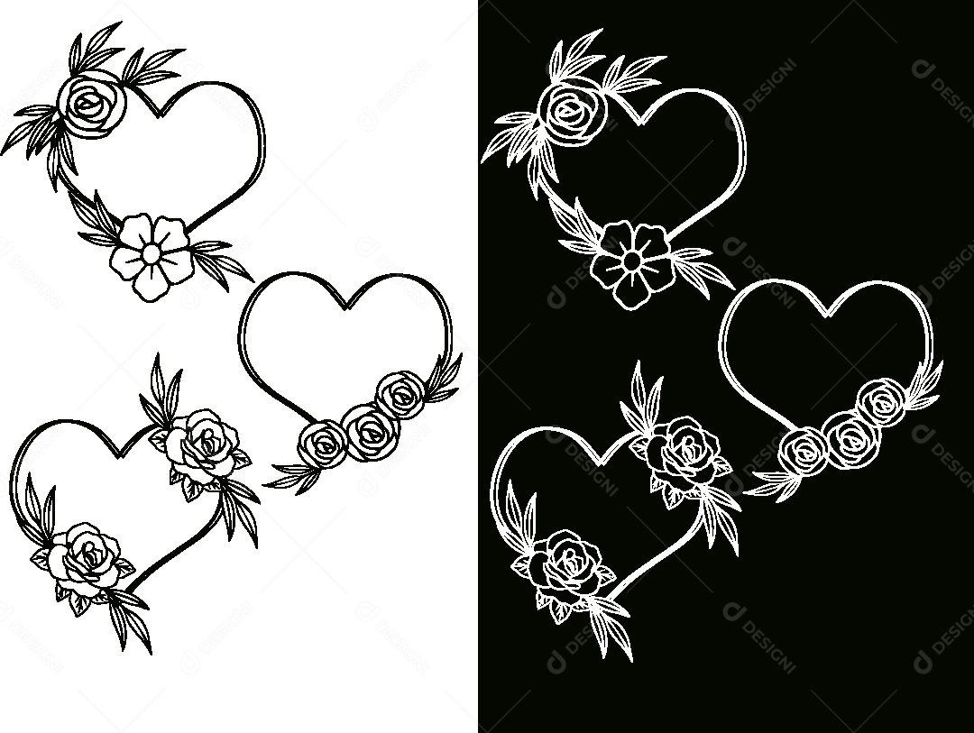 Conjunto de Desenhos Florais Vetor EPS