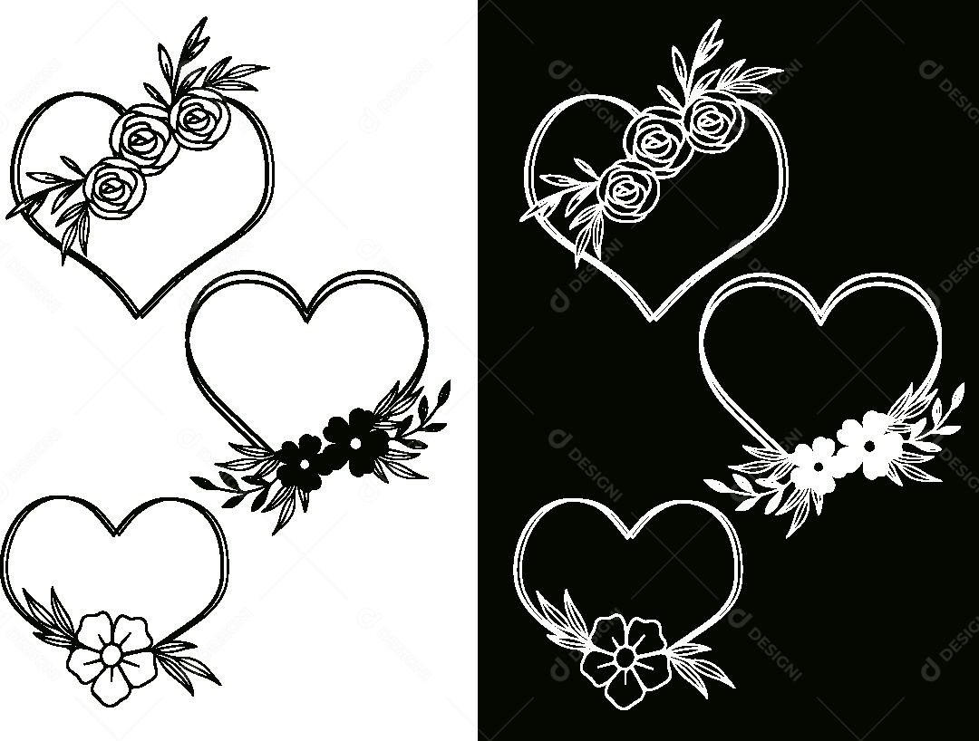 Conjunto de Desenhos Florais Vetor EPS