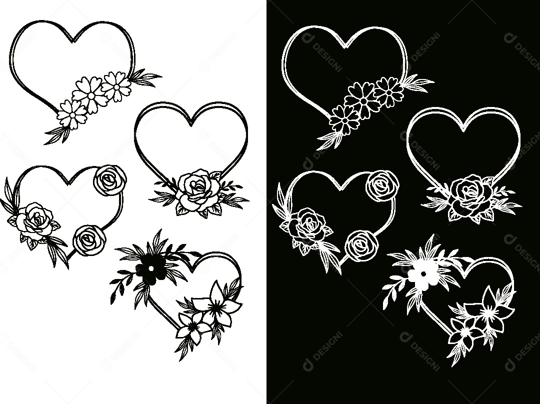 Conjunto de Desenhos Florais Vetor EPS