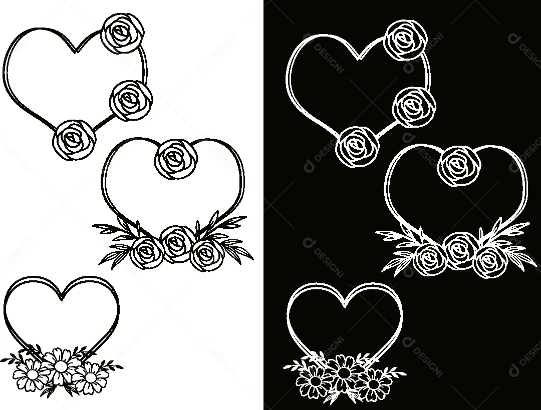 Conjunto de Desenhos Florais Vetor EPS