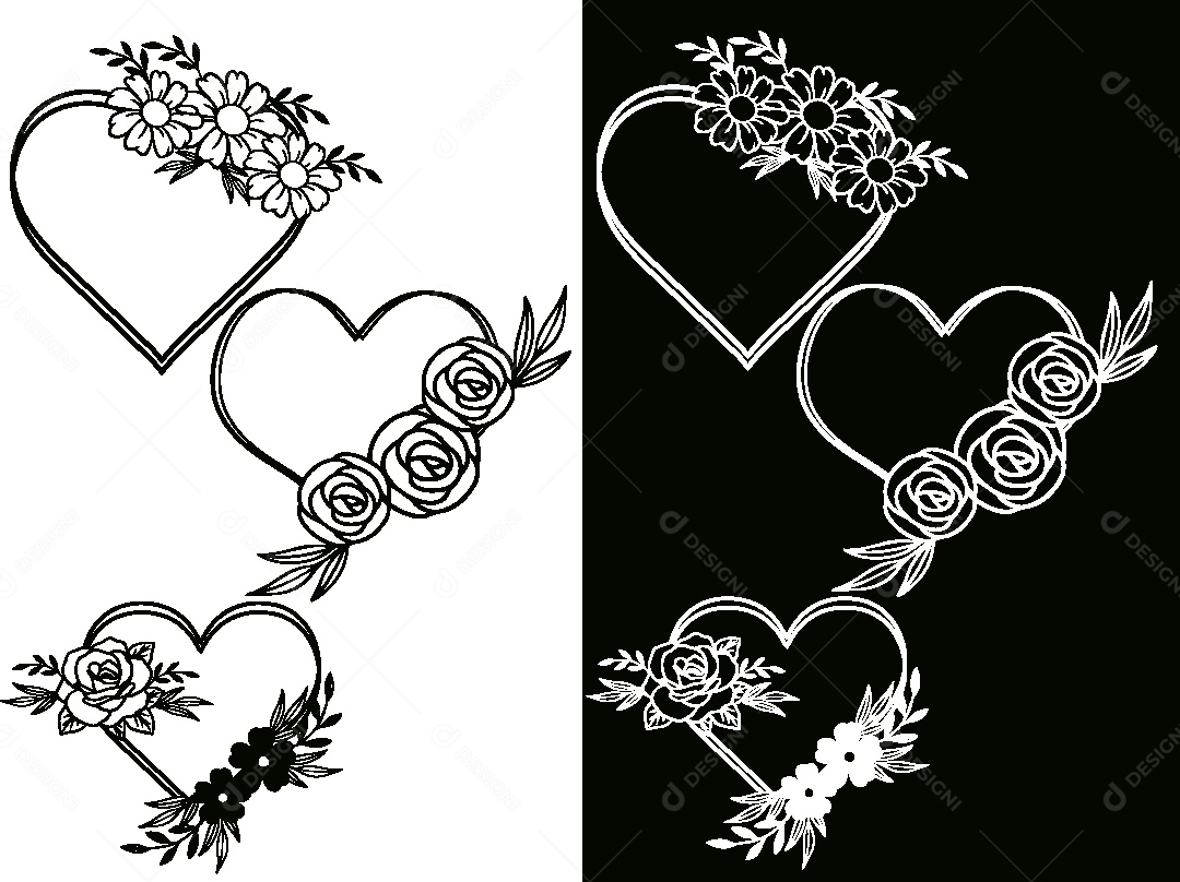 Conjunto de Desenhos Florais Vetor EPS