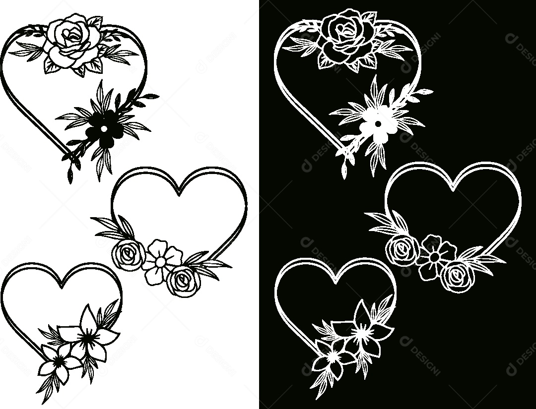 Conjunto de Desenhos Florais Vetor EPS