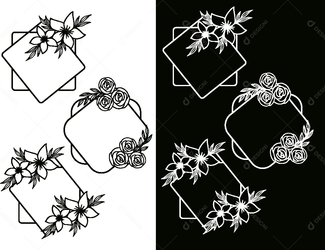 Conjunto de Desenhos Florais Vetor EPS