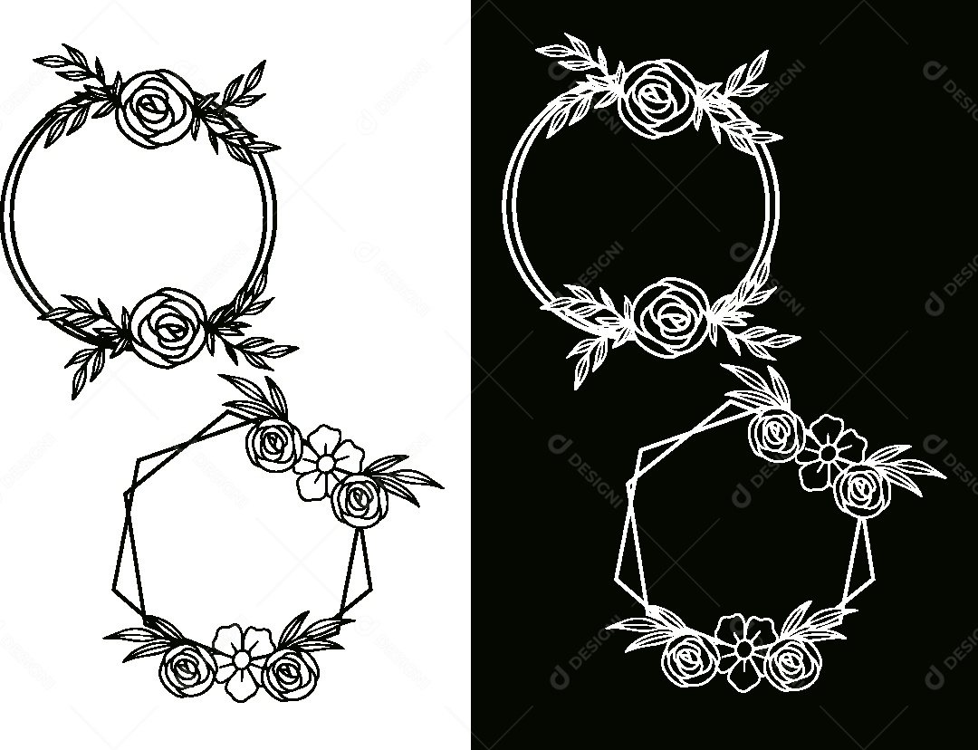 Conjunto de Círculos com Flores Vetor EPS