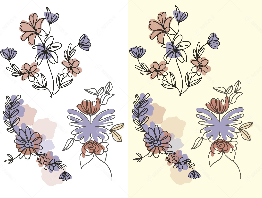 Conjunto de Desenhos de Flores Vetor EPS