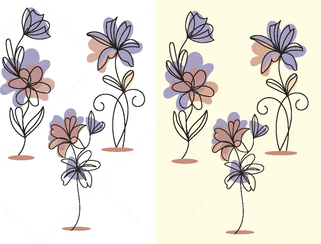 Conjunto de Desenhos de Flores Vetor EPS