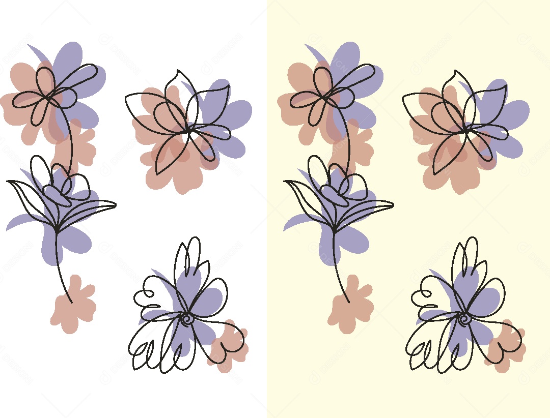 Conjunto de Desenhos de Flores Vetor EPS