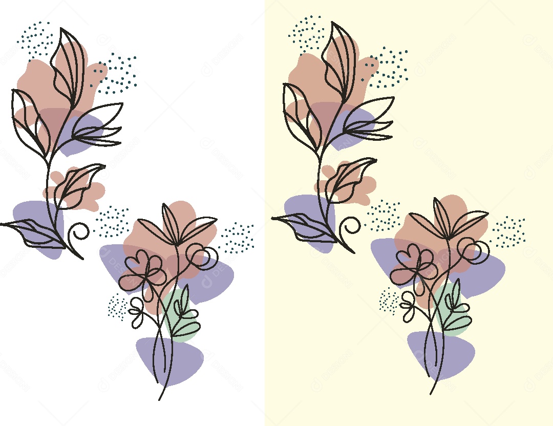 Conjunto de Desenhos de Flores Vetor EPS