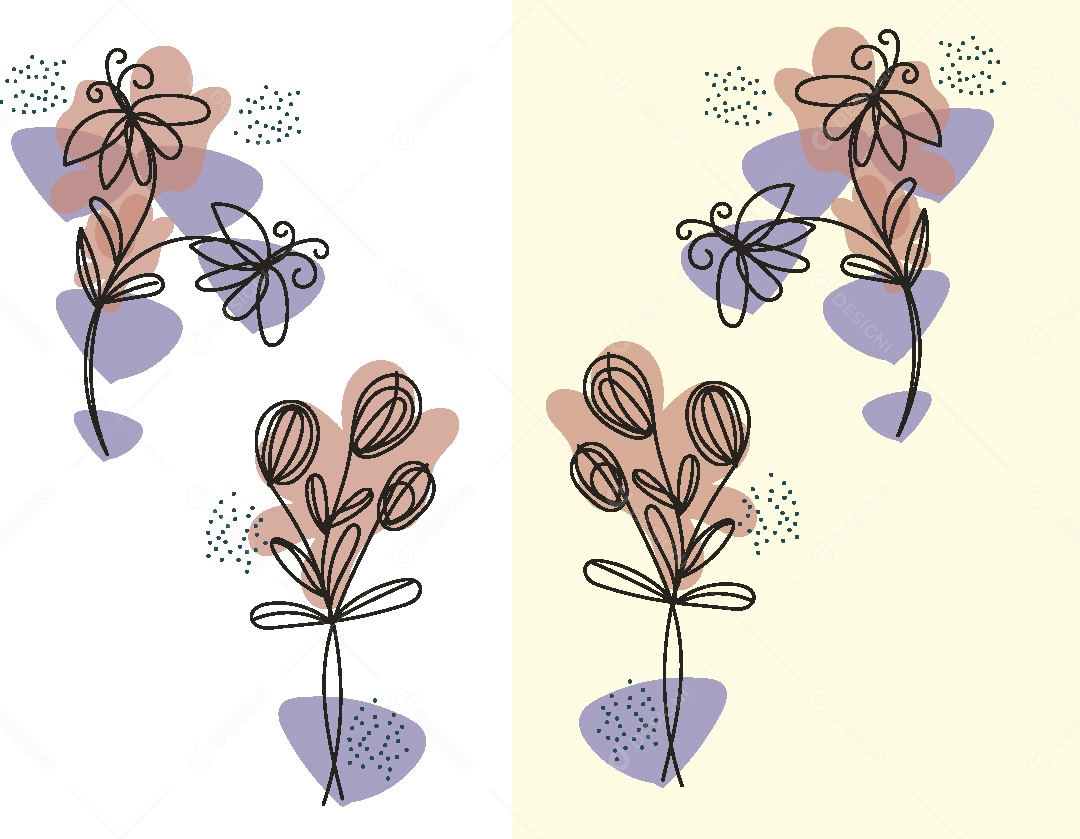 Conjunto de Desenhos de Flores Vetor EPS