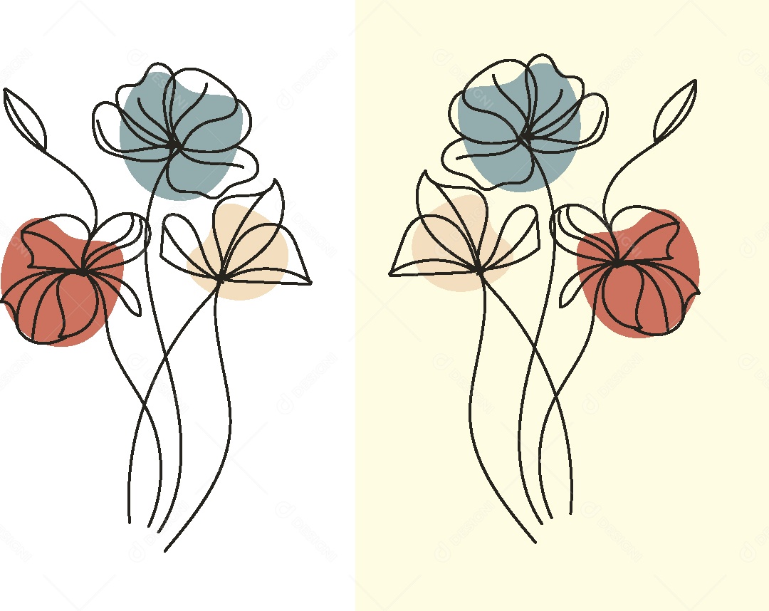 Conjunto de Desenhos de Flores Vetor EPS