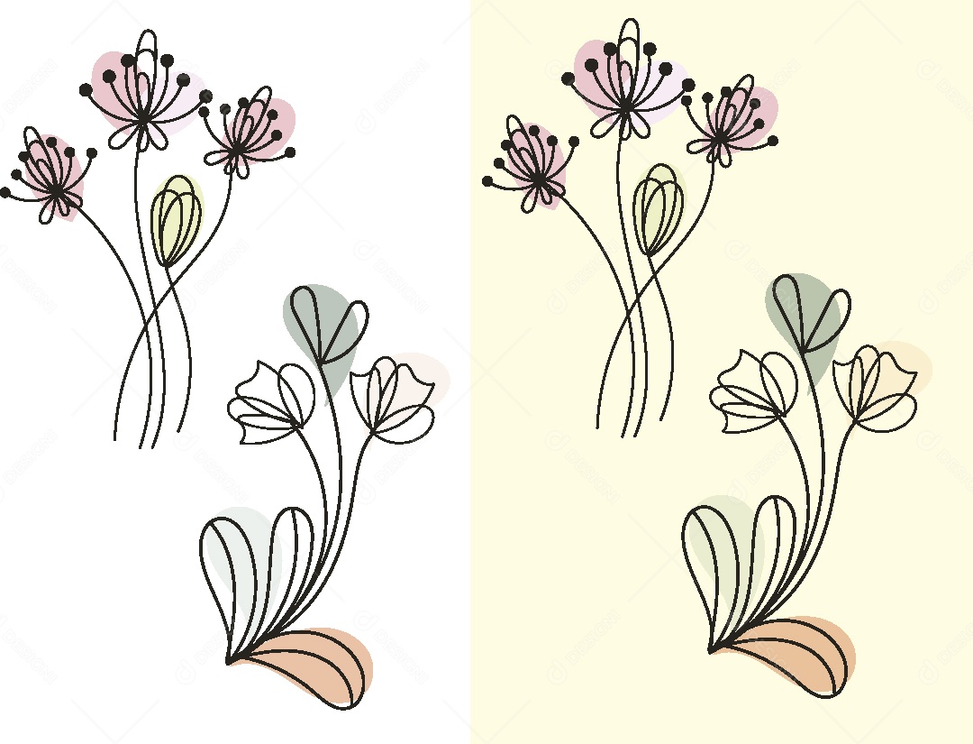 Conjunto de Desenhos de Flores Vetor EPS