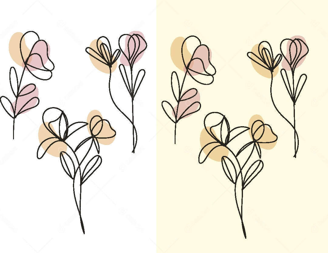 Conjunto de Desenhos de Flores Vetor EPS