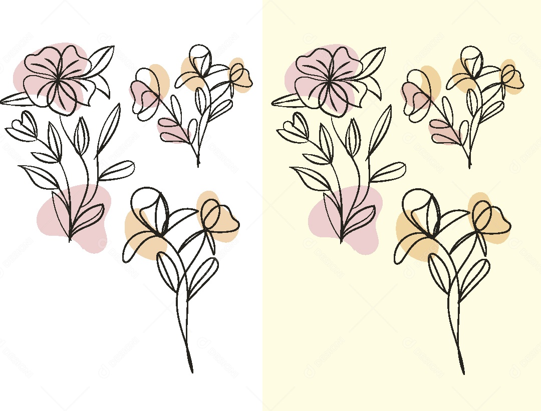 Conjunto de Desenhos de Flores Vetor EPS