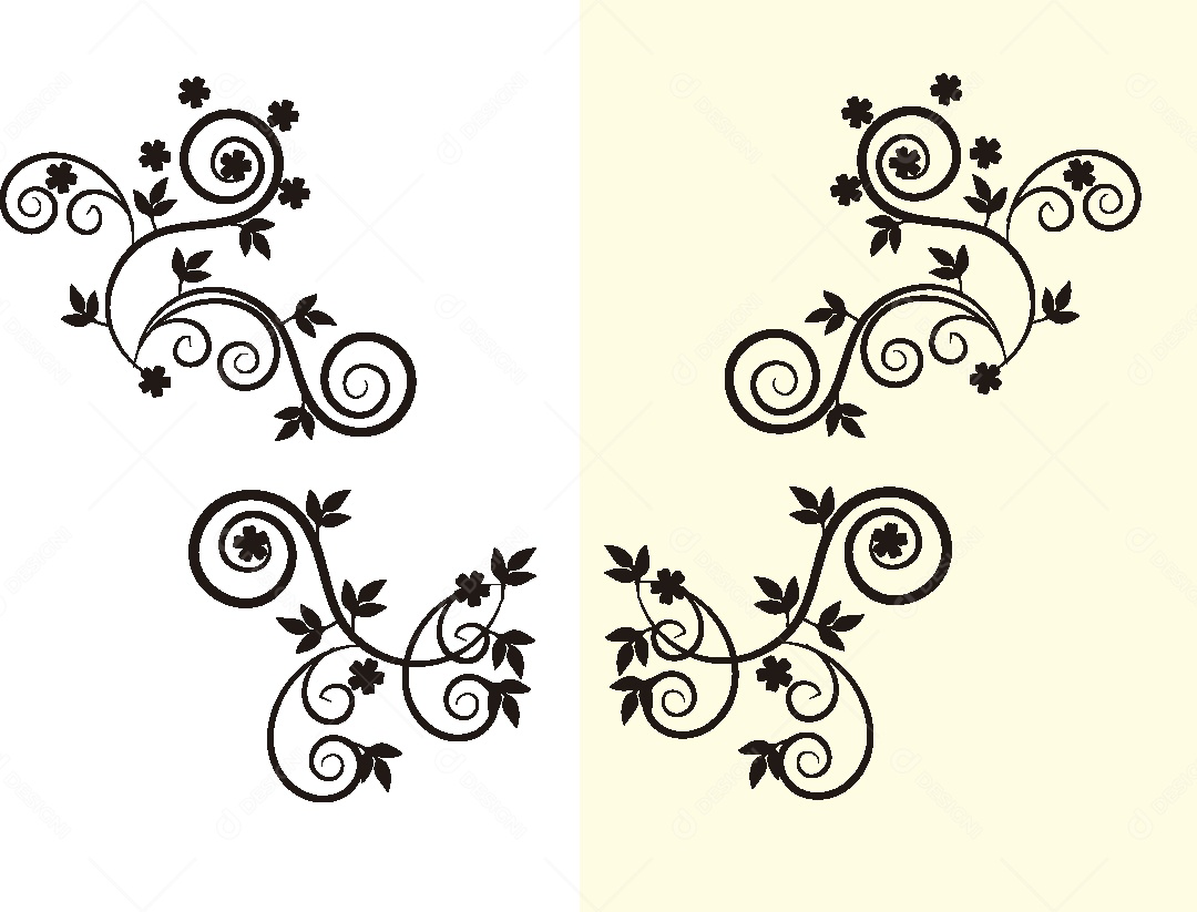 Conjunto de Desenhos Florais Vetor EPS