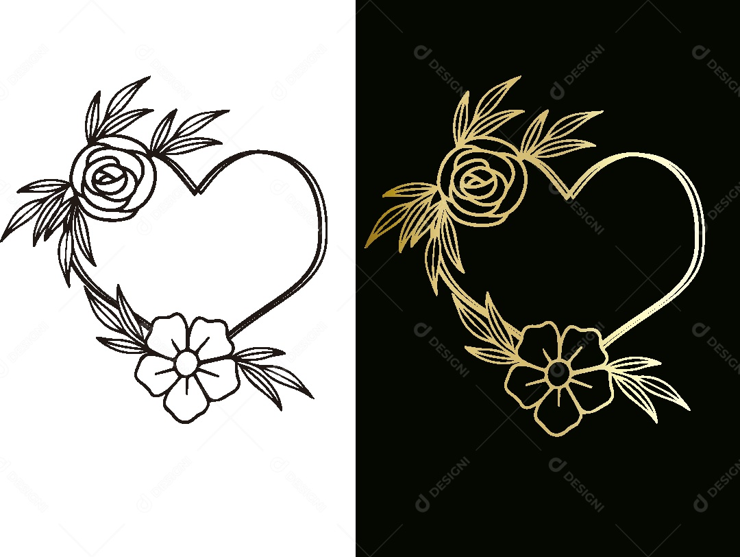 Conjunto de Corações Florais Vetor EPS