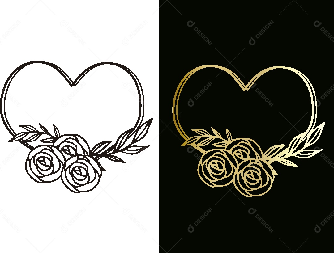 Conjunto de Corações Florais Vetor EPS