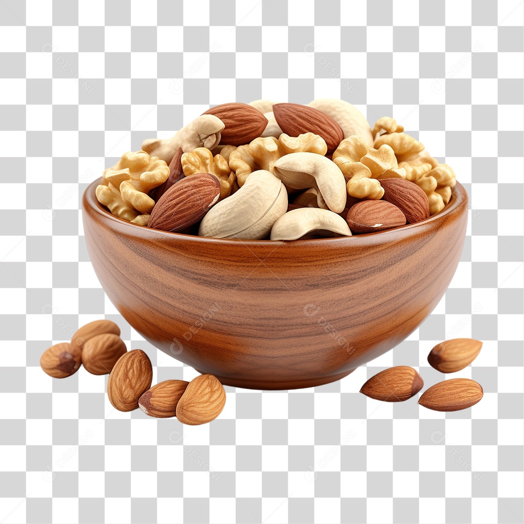 Vasilha com Castanhas e Sementes PNG Transparente