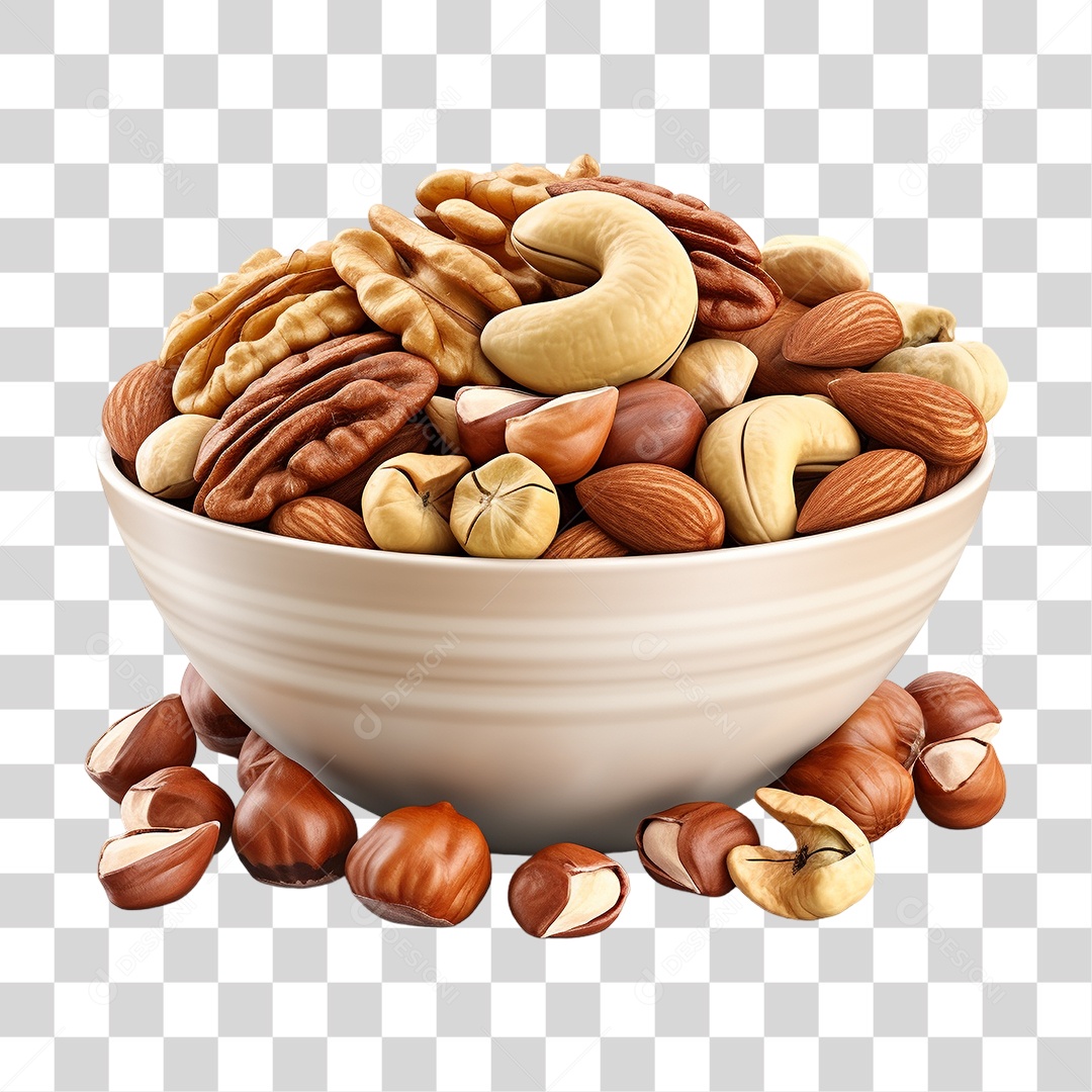 Vasilha com Castanhas e Sementes PNG Transparente