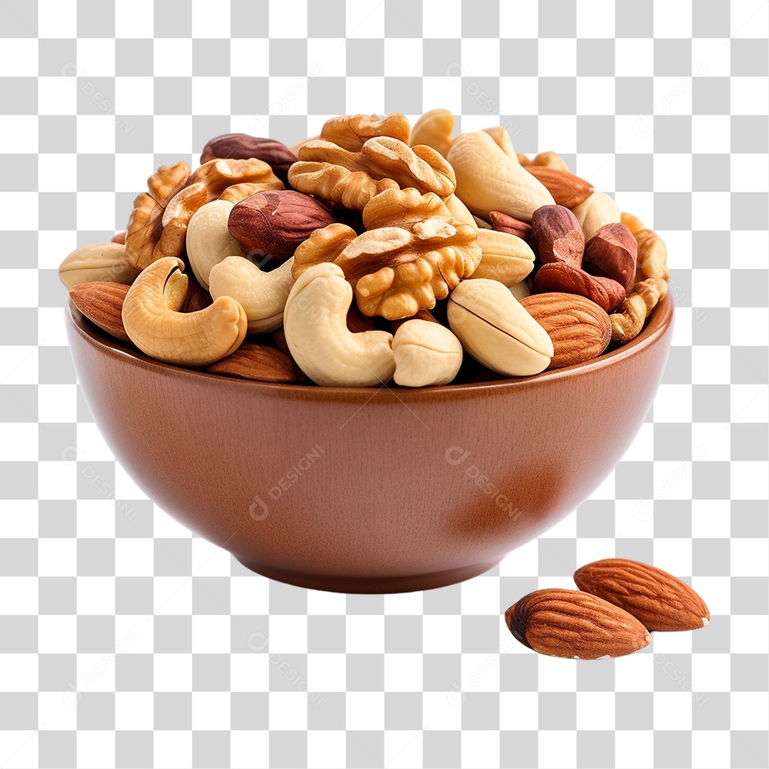 Vasilha com Castanhas e Sementes PNG Transparente