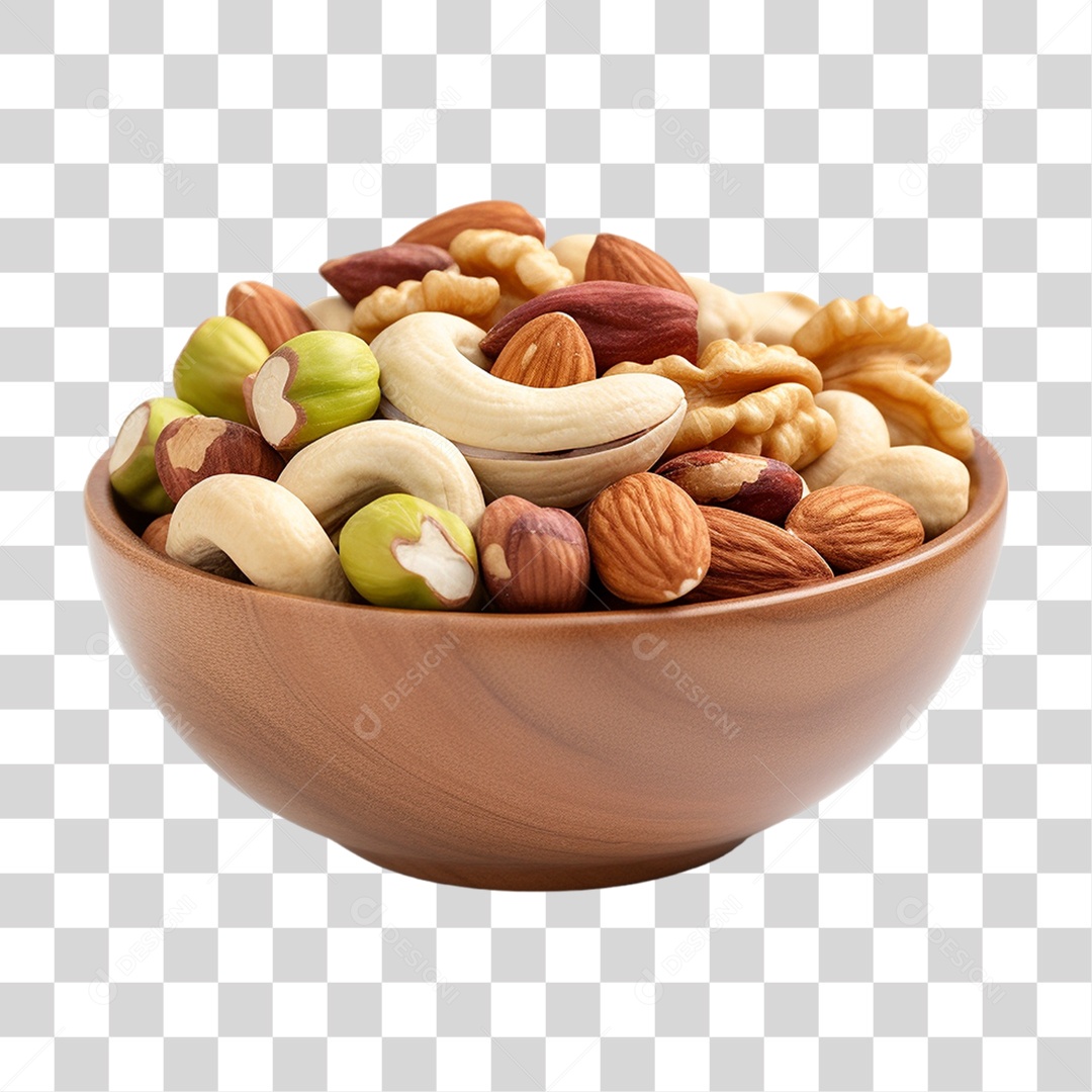 Vasilha com Castanhas e Sementes PNG Transparente