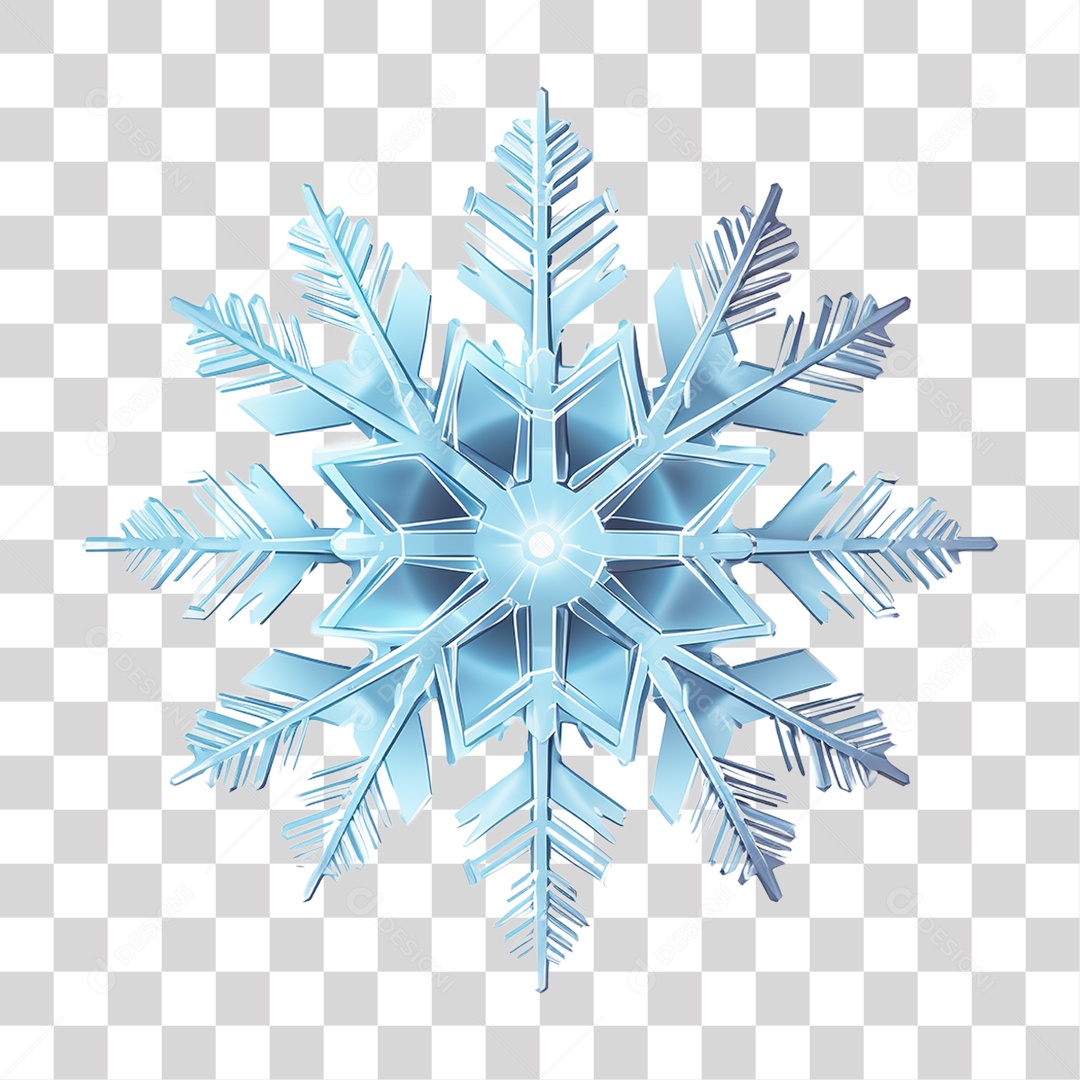 Elemento 3D Floco de Neve Desenho PNG Transparente