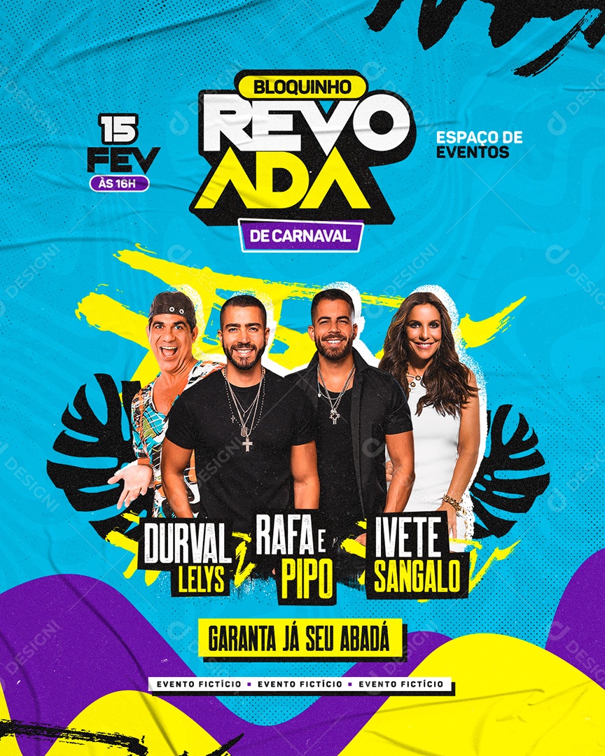 Carnival Flyer Bloquinho Revoada De Carnaval Durval Lelys Rafa and Pipo Editable Social Media PSD