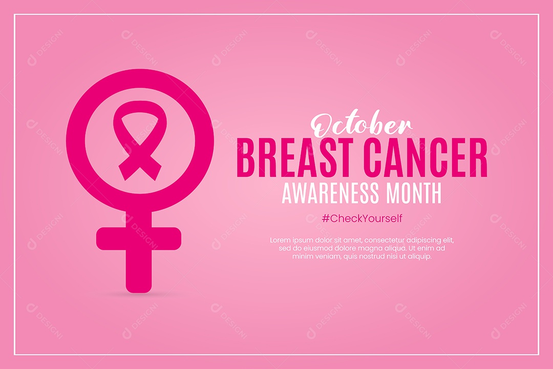 Outubro Rosa Campanha Contra Câncer de Mama Vetor EPS