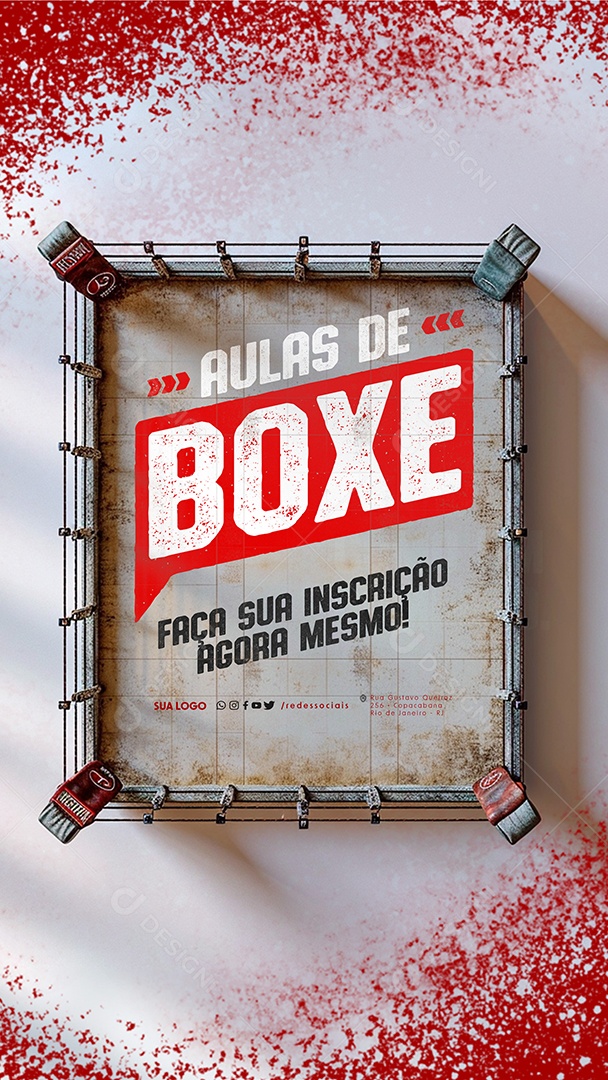 Story Aulas de Boxe Faça sua Inscrição Agora Mesmo Social Media PSD Editável