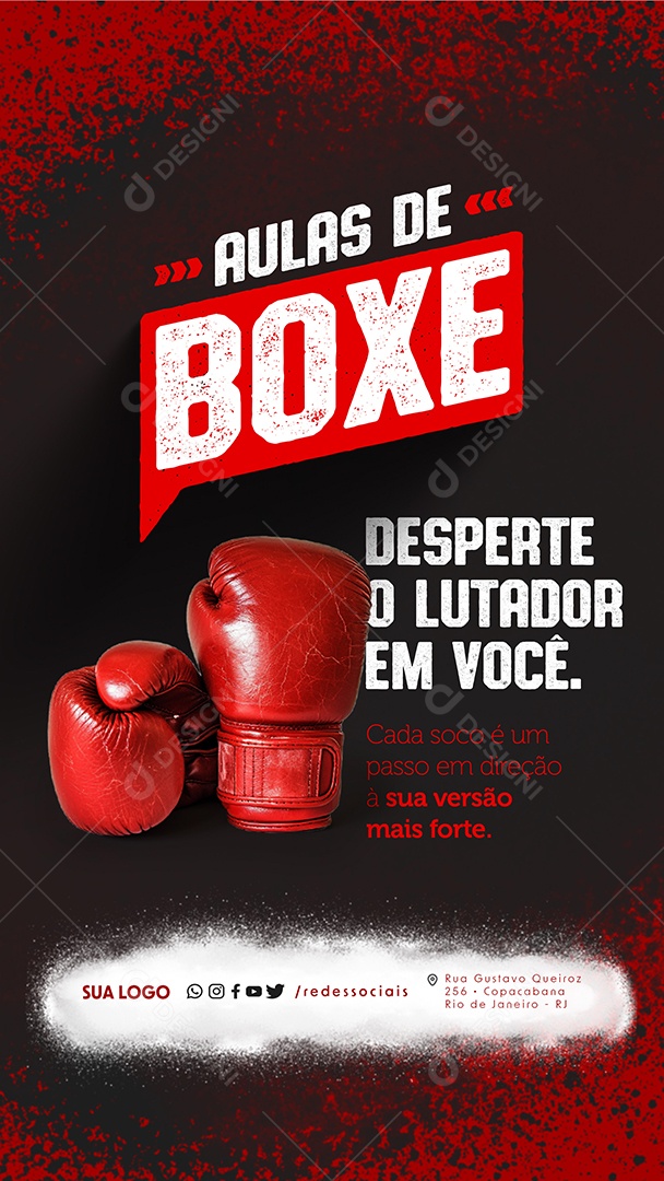 Story Aulas de Boxe Desperte o Lutador em Você Social Media PSD Editável