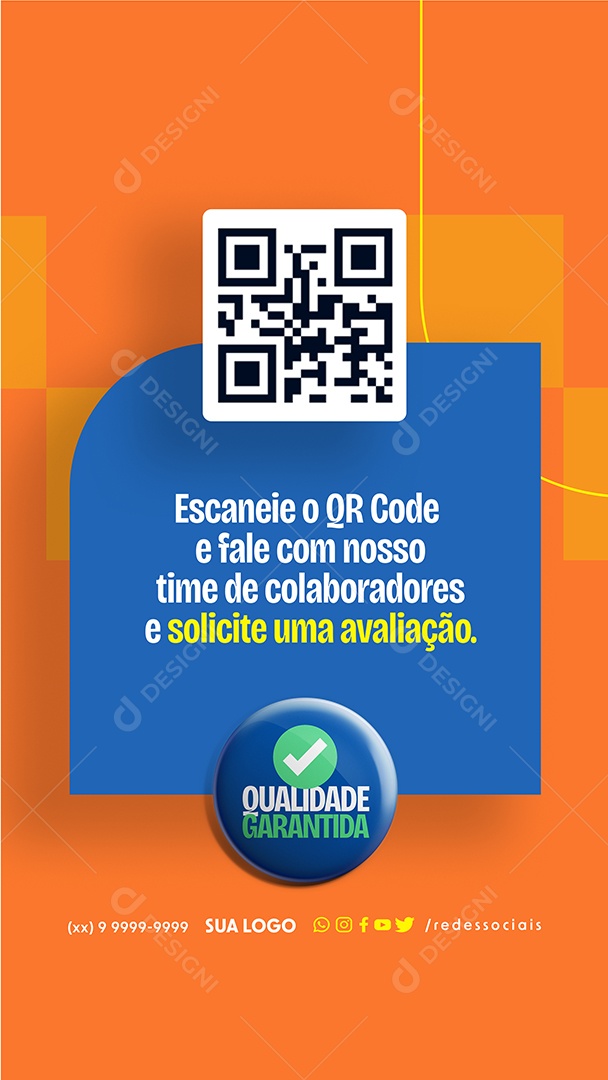 Story Escaneie o QR Code e Fale com Nosso Time de Colaboradores Social Media PSD Editável