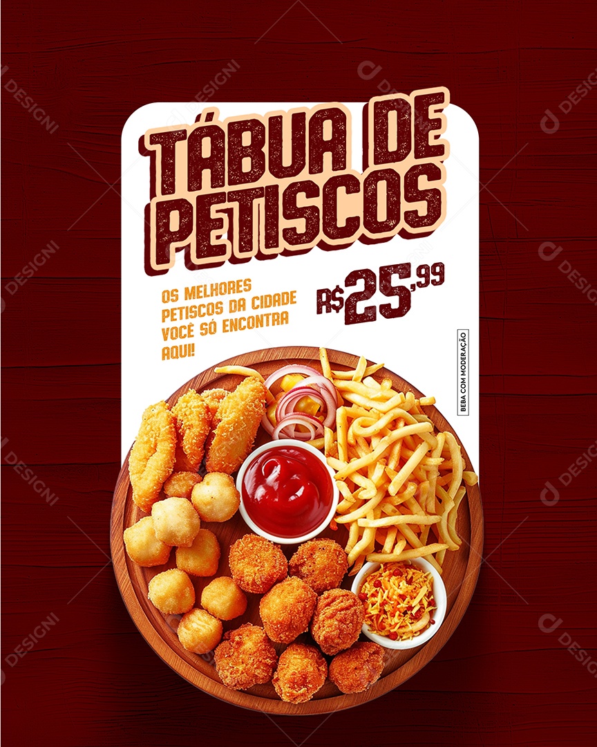 Tábua de Petiscos os Melhores da Cidade Você só Encontra Aqui Social Media PSD Editável