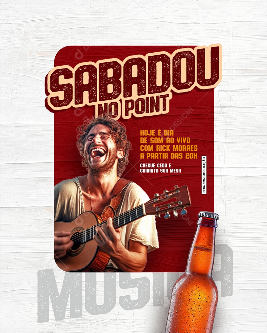 Sabadou no Point Hoje é Dia de Som ao Vivo Beba com Moderação Social Media PSD Editável