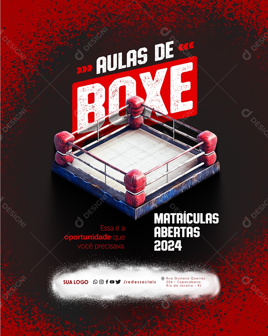 Aulas de Boxe Matrículas Abertas 2024 Social Media PS Editável