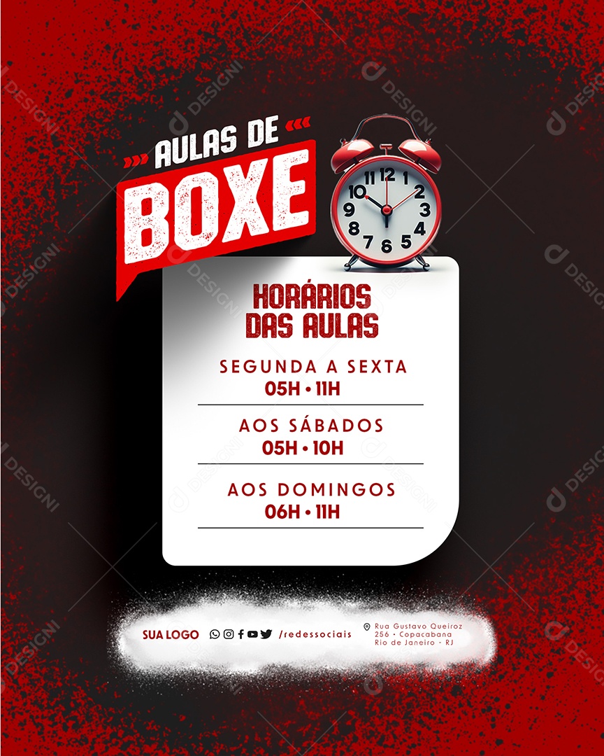 Aulas de Boxe Horários Social Media PSD Editável