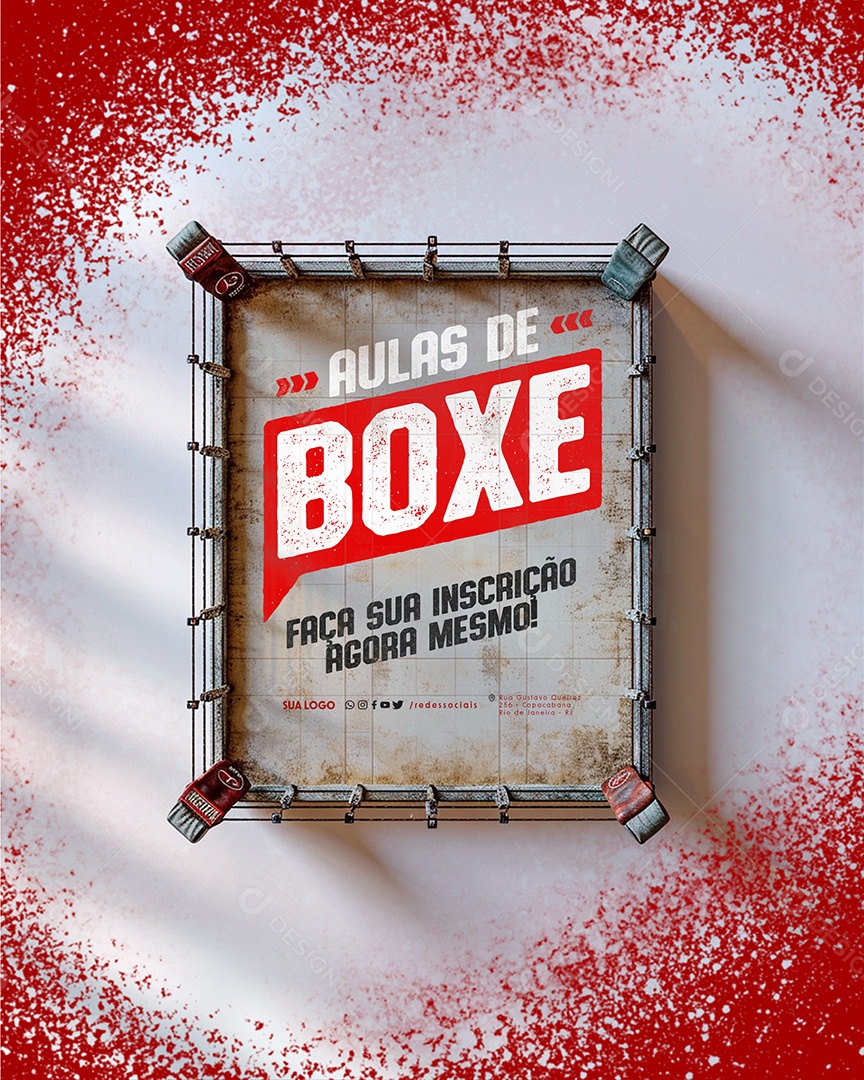 Aulas de Boxe Faça sua Inscrição Agora Mesmo Social Media PSD Editável