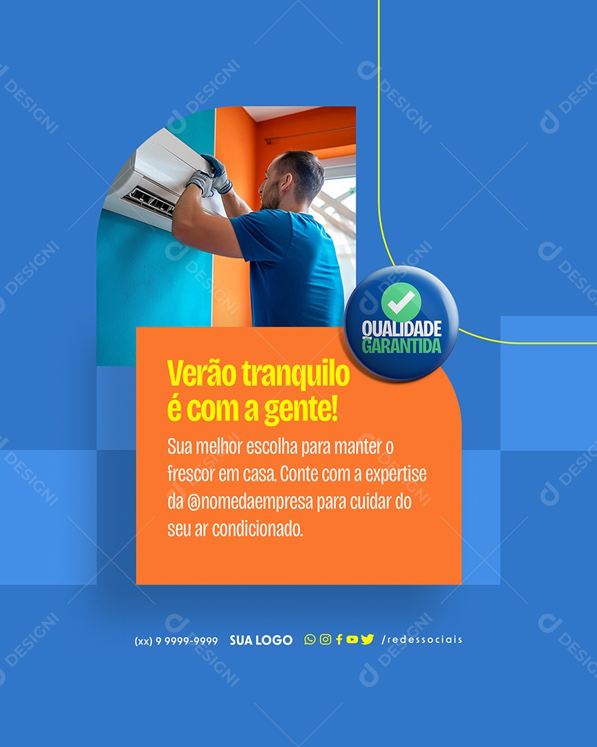 Verão Tranquilo é com a Gente sua Melhor Escolha para Manter o Frescor Social Media PSD Editável