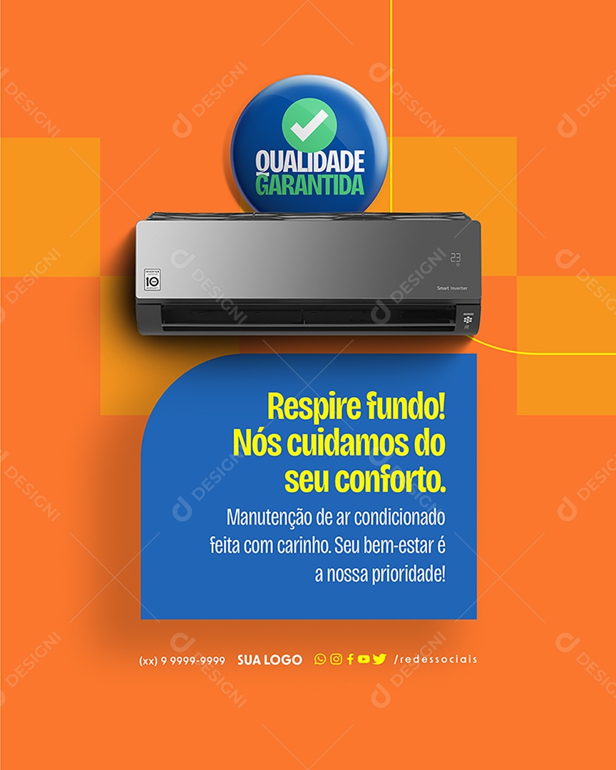 Take a Deep Breath We Take Care of Your Comfort Air Conditioning Maintenance Editable Social Media PSD