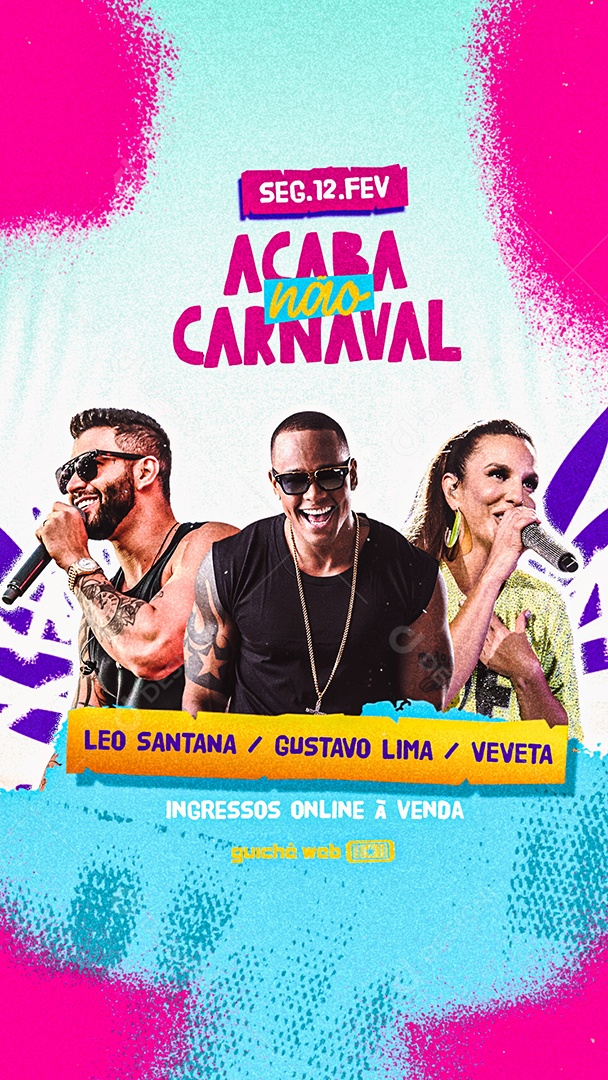 Story Acaba não Carnaval Leo Santana Gustavo Lima Veveta Social Media PSD Editável