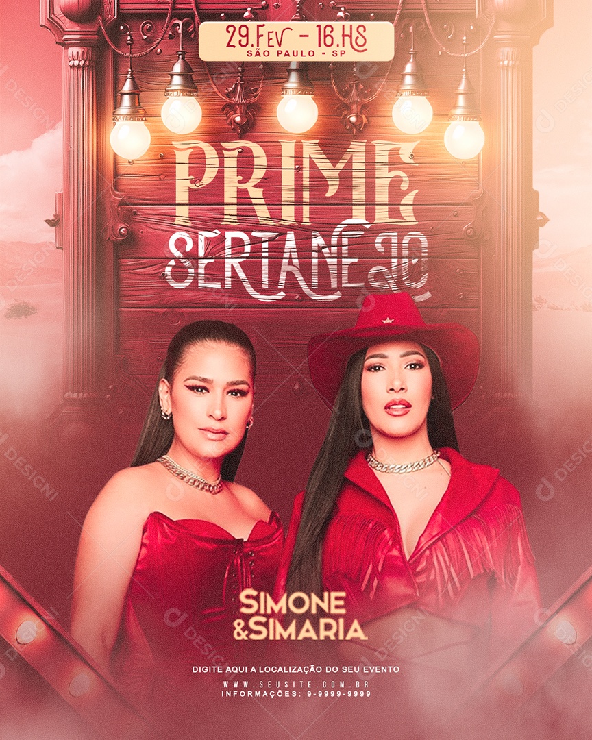 Flyer Prime Sertanejo Simone e Simaria Social Media PSD Editável